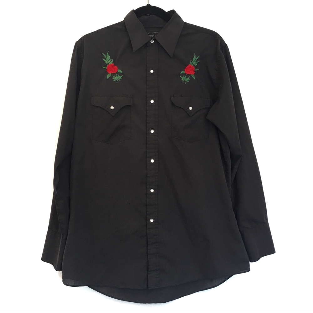 [HIGH NOON] Western Floral Embroidered Button Down